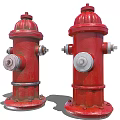 Two Red Fire Hydrants Standing As Key Fire Safety Equipment In Urban Areas