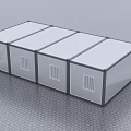 Modular Container Building Structure With Connected Units White Roof And Doors 3d model