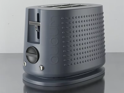 Modern Stylish Gray Kitchen Appliance Toaster With Perforated Design And Sleek Finish 3d model