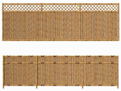 Elegant Bamboo Partition With Lattice Top And Decorative Fasteners Design 3d model