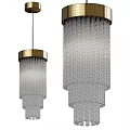 Modern Hanging Chandeliers With Gold Canopy And Clear Crystal Strands Design