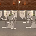 Natural Style Banquet Hall with Wooden Roof White High Top Tables and Large Screen