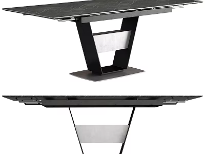 Modern Dressing Table With Black Marble Top Metal Frame And Storage Drawers 3d model