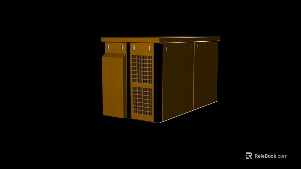 Industrial Equipment Electrical Enclosure Brown Cabinet With Ventilation Grilles And Control Panels 3d model 