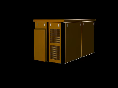 Industrial Equipment Electrical Enclosure Brown Cabinet With Ventilation Grilles And Control Panels 3d model