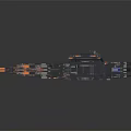 Futuristic Interstellar Spaceship with Complex Modular Structure Gray Orange Mechanical Details 3d model