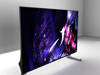 Sleek Modern TV Displaying Vibrant Animated Characters In Clean Minimalist Room Setting 3d model