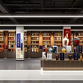 Modern Store Interior With Shelves Displaying Various Products Wooden Display Counter And Decorative Elements