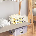 Wooden Clothes Rack With Hanging Dresses In Bedroom Setting Lower Shelf Folded Clothes Storage Box