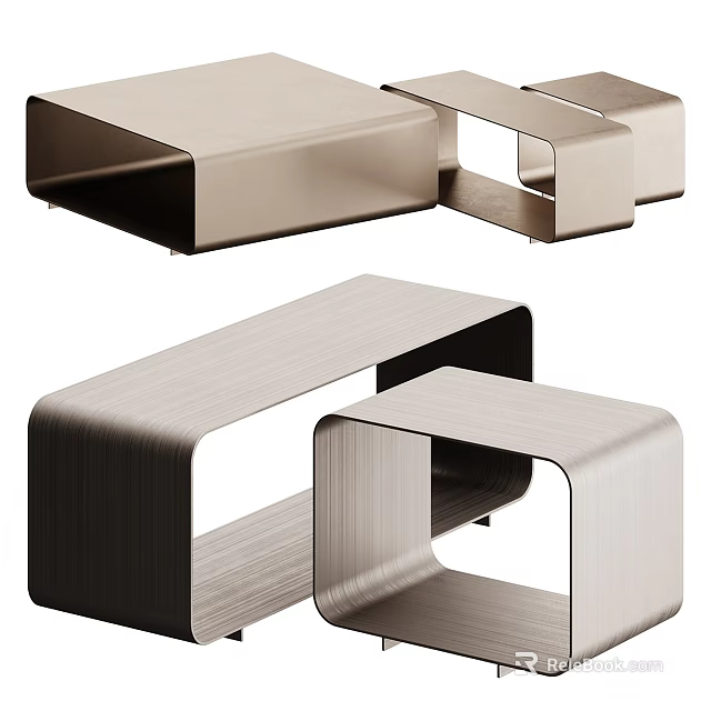 Modern Coffee Table Design With Sleek Metal Frame And Geometric Structure 3d model 