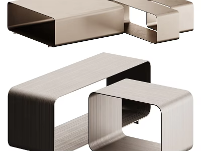 Modern Coffee Table Design With Sleek Metal Frame And Geometric Structure 3d model