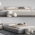 Modern Double Bed Double Bed Bedside Table Table Lamp 3d model
