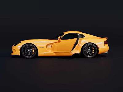 Stunning Yellow Two Door Sports Car With Aerodynamic Body And Black Background 3d model