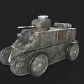 Vintage Military Tank With Tracks Wheels Turret And Gun Barrel Design