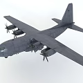 Gray Military Transport Aircraft With Four Propeller Engines And Wing Structure