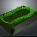 3D Green Scene Component With Rectangular Base And Grass Like Structures