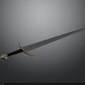 3D Rendered Blue Blade Sword With Black Hilt And Decorative Gemstone