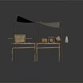 Rustic Outdoor Daily Necessities Display With Wooden Frame Canopy Tables Boxes And Baskets