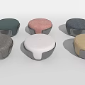 Modern Round Ottoman Stools In Multiple Colors With Fabric Upholstered Seats And Sturdy Bases