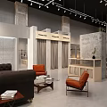 Modern Industrial Style Clothing Store Interior Design With Fitting Rooms And Cozy Customer Lounge Area