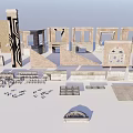 Classical Architectural Models Displayed On White Platforms With Detailed Columns And Intricate Designs