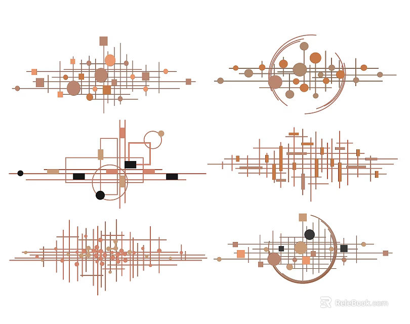 Modern Abstract Geometric Wall Decor with Lines Circles Squares and Dots 3d model