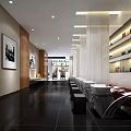Modern Beauty Hair Salon Interior With Marble Floor Display Shelves Styling Chairs And Wall