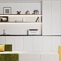 Modern Public Office Area With Colorful Sofa Seating Green Plant And TV Screen
