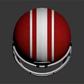 Red And White Striped American Football Helmet With White Facemask On Dark Background With Reflection