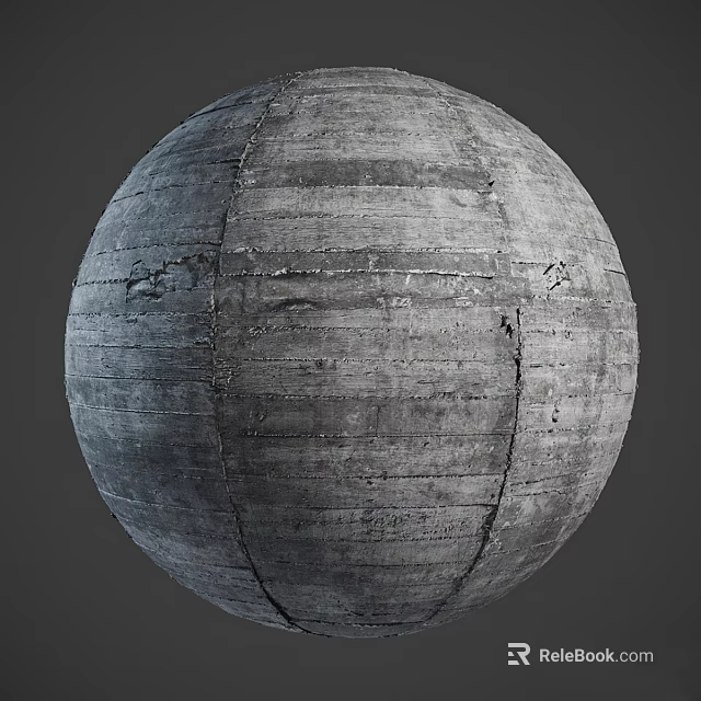 Gray Concrete Sphere Component with Textured Surface and Visible Cracks 3d model 