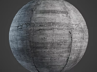 Gray Concrete Sphere Component with Textured Surface and Visible Cracks 3d model