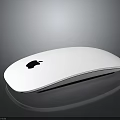 White Apple Mouse With Black Logo On Gray Background And Reflection 3d model