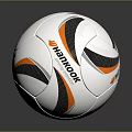 Hankook White Soccer Ball With Black And Orange Stripes As Professional Sport Equipment