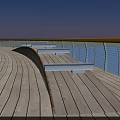 Modern Wavy Wooden Texture Landscape Bridge Spanning Water Near Roadside