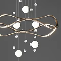 Modern Twisted Metal Frame Chandelier With Circular Lights And Crystal Accents