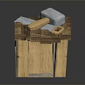 Wooden Stone Tool Stand With Hammer Axe And Chisel For Household Use