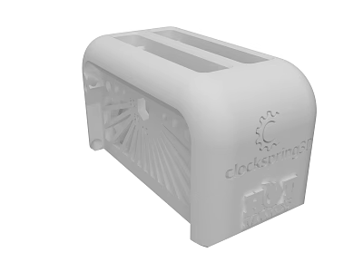 White Clockspring Toaster With Brand Logo And Sleek Exterior Design 3d model