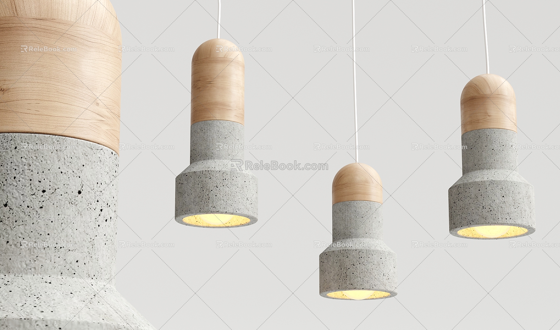 Nordic chandelier solid wood cement chandelier 3d model