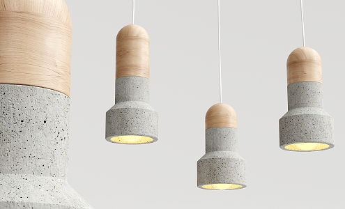 Nordic chandelier solid wood cement chandelier 3d model