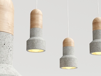 Nordic chandelier solid wood cement chandelier 3d model