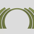 Modern Green Curved Layered Event Entrance Stylish Design With White Trim