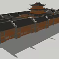 Traditional Chinese Ancient Architecture Featuring Multi Story Pavilion With Overhanging Eaves And Wooden Structure