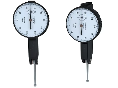 Two Precision Dial Indicators Black Mechanical Measuring Tools with Probes 3d model