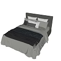 Comfortable Double Bed Setup With Modern Headboard Decorative Pillows And Soft Blanket 3d model