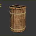 Wooden Barrel Household Storage Container with Handles and Rope Wrapped Design