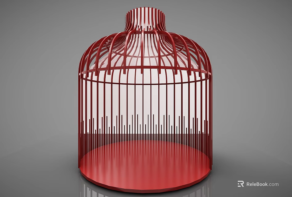 Red Cage Shaped Decorative Room Divider For Modern Home Interior Design 3d model