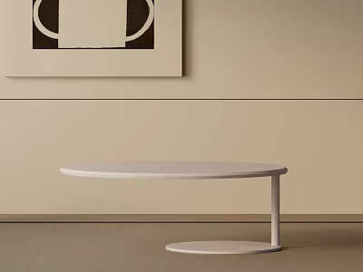 Minimalist Sofa And Coffee Table Set With Oval White Table And Beige Wall Artwork 3d model