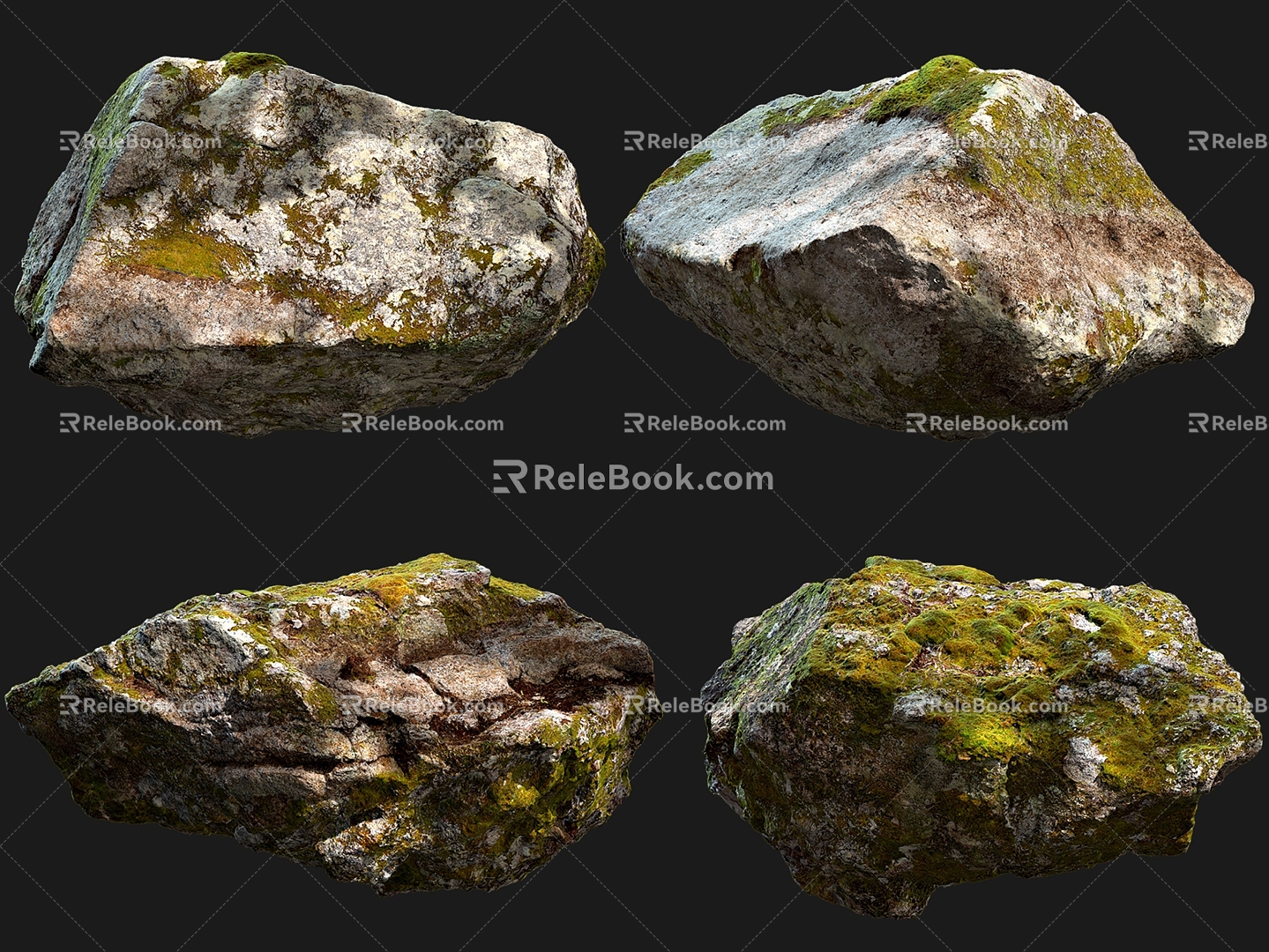 Modern Stone Granite Moss Stone Moss Stone Forest Stone Meadow Stone 3d model