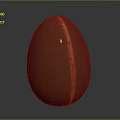 Red Egg Shaped Food With White Vertical Line In Center