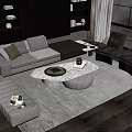Sofa Coffee Table Combination Multi-person Sofa Coffee Table Single Chair Decorations 3d model